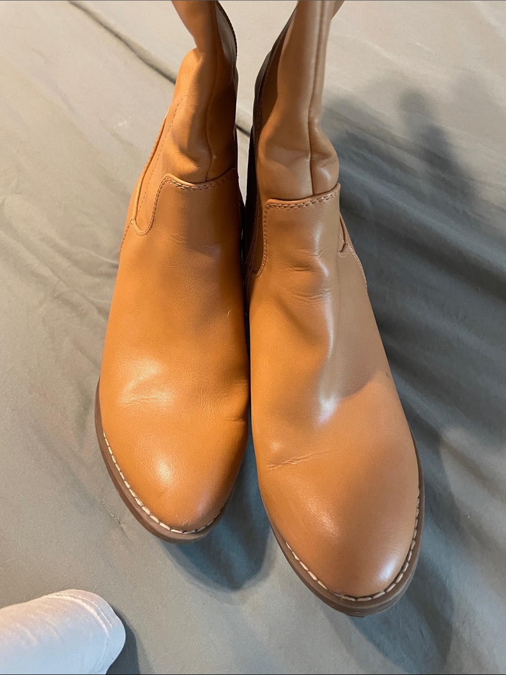 Universal Thread Tan Leather Mid-Calf Block Heel Boots - Picture 2 of 6